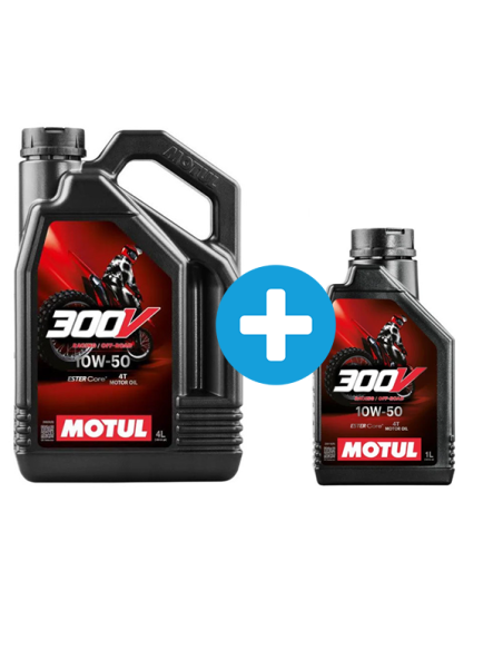Pack 4 + 1 Litres MOTUL 300V 10W50 OFF ROAD - Huile moteur 4T