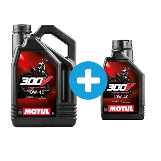 Pack 4 + 1 Litress MOTUL 300V 10W40 OFF ROAD - Huile moteur 4T