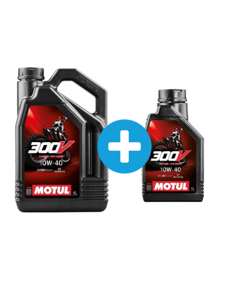 Pack 4 + 1 Litress MOTUL 300V 10W40 OFF ROAD - Huile moteur 4T
