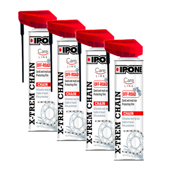 Pack X4 Graisse Ipone chaine moto XTREM CHAIN Off-road 750ml