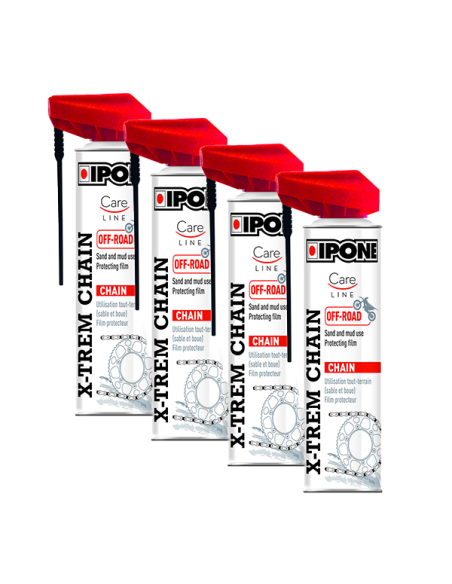 Pack X4 Graisse Ipone chaine moto XTREM CHAIN Off-road 750ml