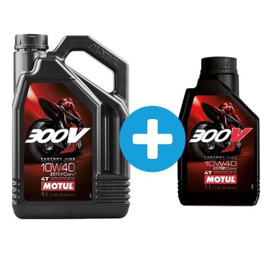 Pack 4 + 1 Litress MOTUL 300V 10w40 Factory Line huile moteur 4T
