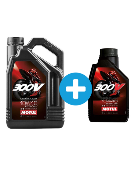 Pack 4 + 1 Litress MOTUL 300V 10w40 Factory Line huile moteur 4T