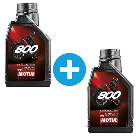Pack 1 + 1 Litres MOTUL 800 Factory Line huile moteur 2T