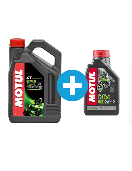 Pack 4 + 1 Litres MOTUL 5100 10w40 huile moteur 4T