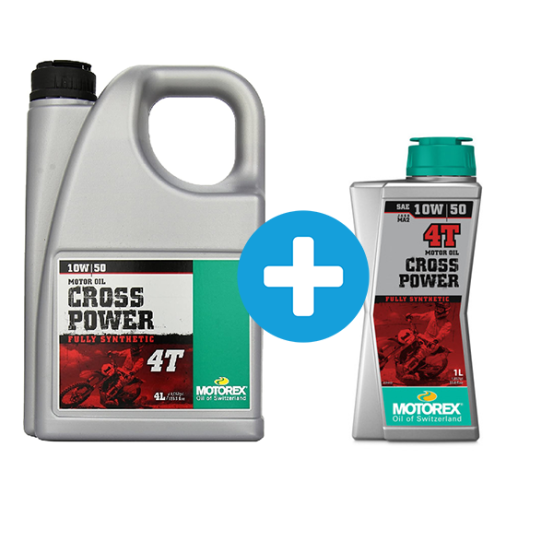 Pack 4 + 1 Litres Huile moteur 4T MOTOREX cross power 10w50