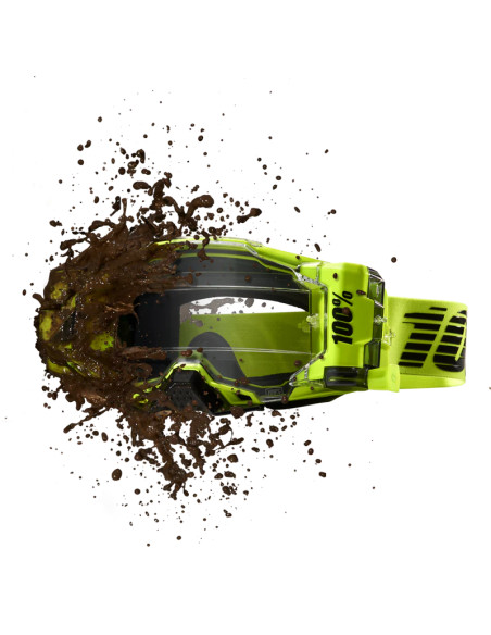 Masque cross 100% Armega Forecast Jaune Fluo - Ecran Clair