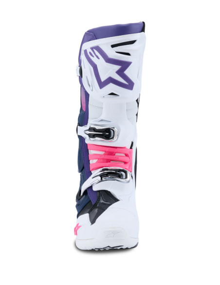 Bottes cross Alpinestars Tech 10 - Blanc Violet Bleu Marine Rose Fluo
