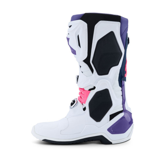 Bottes cross Alpinestars Tech 10 - Blanc Violet Bleu Marine Rose Fluo