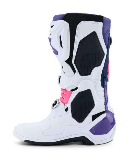 Bottes cross Alpinestars Tech 10 - Blanc Violet Bleu Marine Rose Fluo