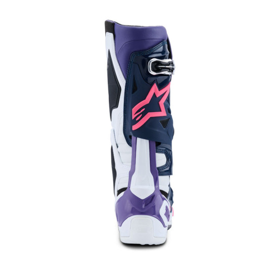 Bottes cross Alpinestars Tech 10 - Blanc Violet Bleu Marine Rose Fluo