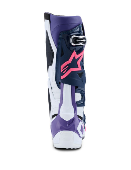 Bottes cross Alpinestars Tech 10 - Blanc Violet Bleu Marine Rose Fluo