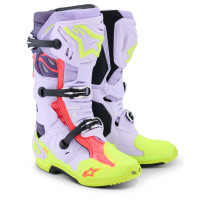 Bottes cross Alpinestars Tech 10 Supervented - Mauve Jaune Fluo Rose Diva