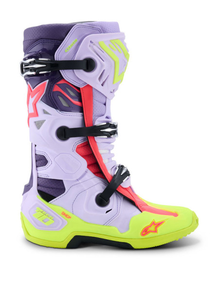 Bottes cross Alpinestars Tech 10 Supervented - Mauve Jaune Fluo Rose Diva