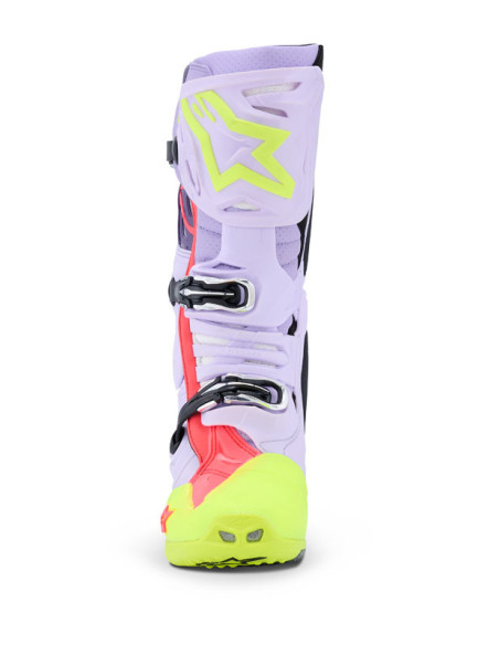 Bottes cross Alpinestars Tech 10 Supervented - Mauve Jaune Fluo Rose Diva