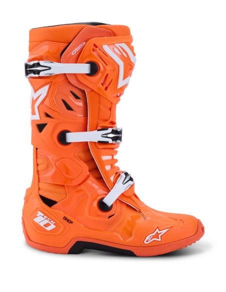 Bottes cross Alpinestars Tech 10 Supervented - Orange Fluo Noir Blanc