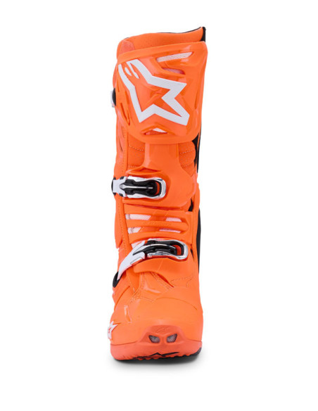Bottes cross Alpinestars Tech 10 Supervented - Orange Fluo Noir Blanc