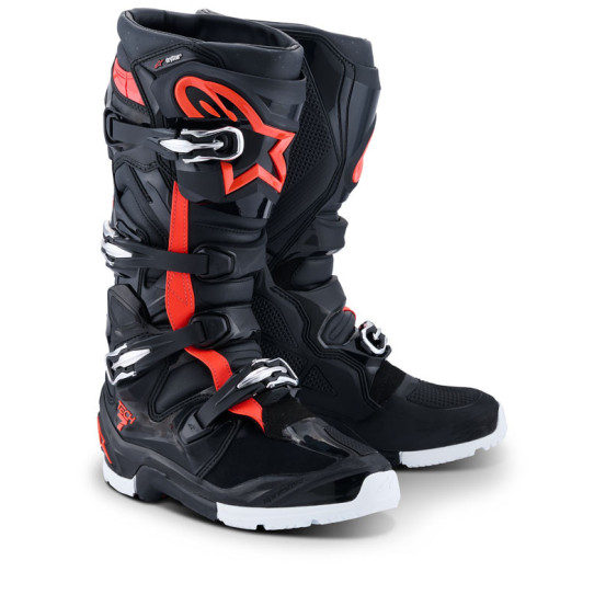 Bottes cross Alpinestars Tech 7 Enduro Drystar - Noir Rouge Fluo Blanc