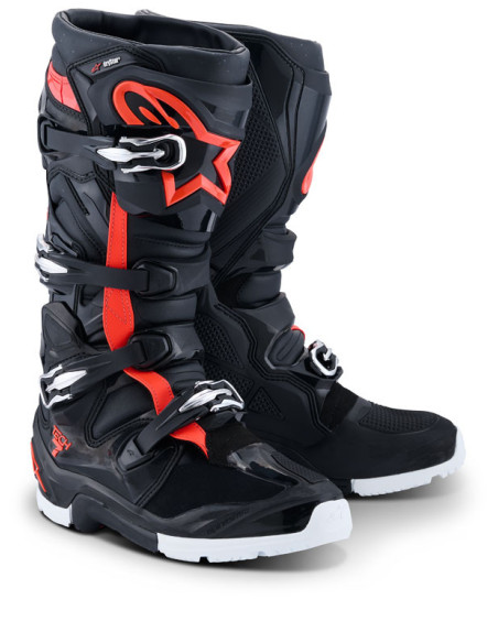 Bottes cross Alpinestars Tech 7 Enduro Drystar - Noir Rouge Fluo Blanc
