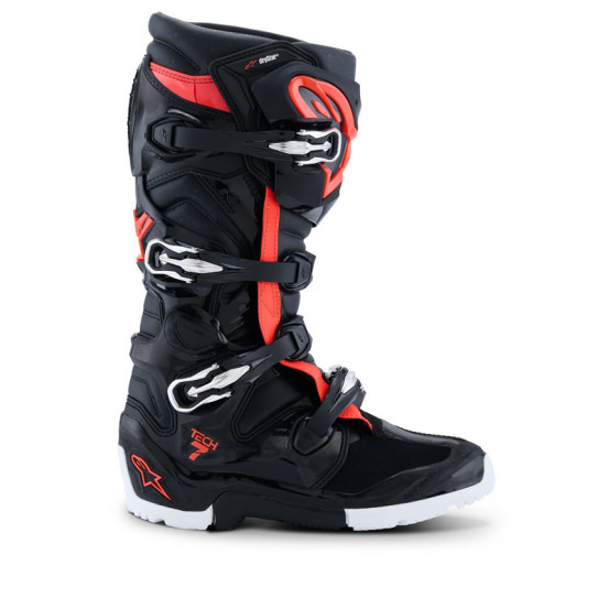 Bottes cross Alpinestars Tech 7 Enduro Drystar - Noir Rouge Fluo Blanc