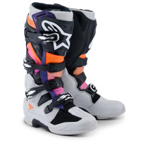 Bottes cross Alpinestars Tech 7 - Noir Light Gris Orange Fluo Magenta