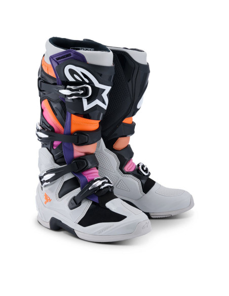 Bottes cross Alpinestars Tech 7 - Noir Light Gris Orange Fluo Magenta