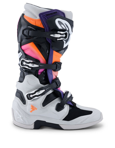 Bottes cross Alpinestars Tech 7 - Noir Light Gris Orange Fluo Magenta