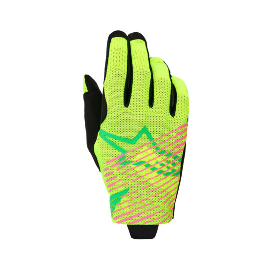 Gants cross Alpinestars 2026 Radar Pro - Vert Jaune Fluo Rose Fluo