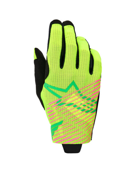 Gants cross Alpinestars 2026 Radar Pro - Vert Jaune Fluo Rose Fluo