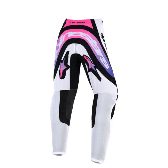 Pantalon cross enfant Alpinestars 2026 Supertech Vista - Blanc Mauve Noir
