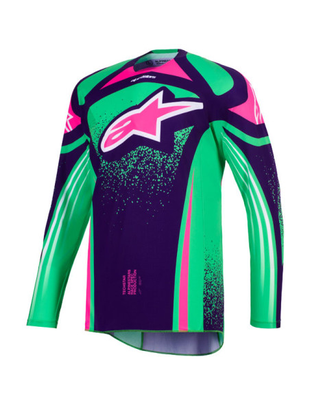 Maillot cross Alpinestars 2026 Techstar Nomur - Violet Vert Rose Fluo