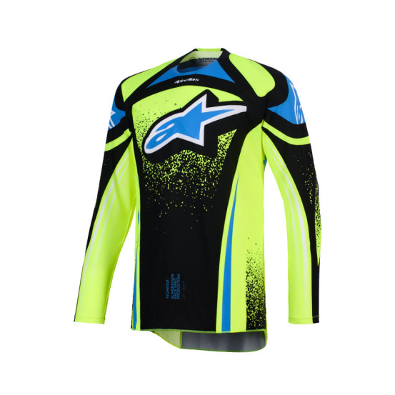 Maillot cross Alpinestars 2026 Techstar Nomur - Jaune Fluo UCLA Bleu