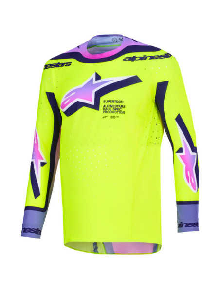 Maillot cross Alpinestars 2026 Supertech Vista - Jaune Mauve Noir