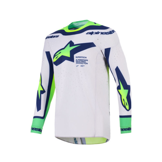 Maillot cross Alpinestars 2026 Supertech Vista - Light Gris Jaune Fluo Bleu