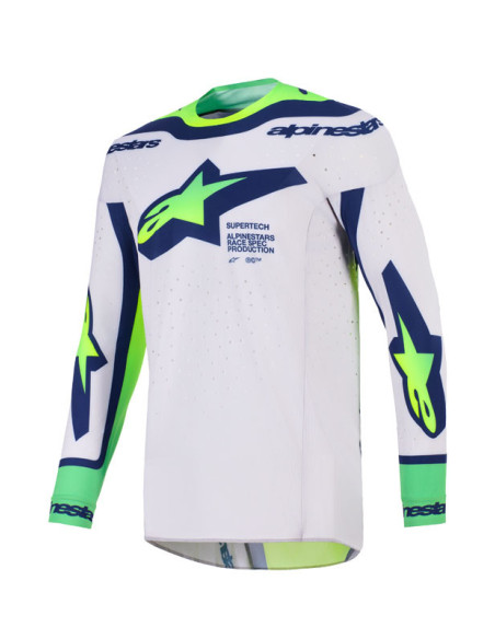 Maillot cross Alpinestars 2026 Supertech Vista - Light Gris Jaune Fluo Bleu