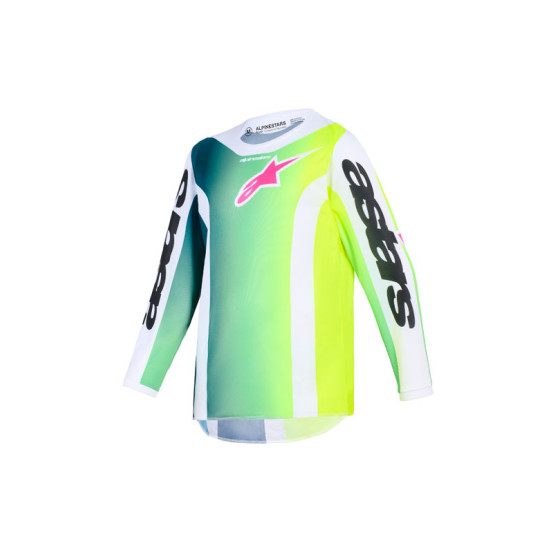 Maillot cross enfant Alpinestars 2026 Fluid Portl - Vert Blanc Noir