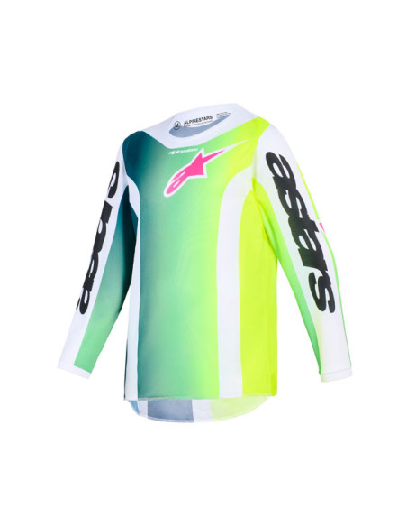 Maillot cross enfant Alpinestars 2026 Fluid Portl - Vert Blanc Noir