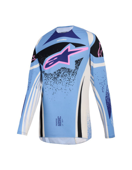 Maillot cross femme Alpinestars 2026 Stella Techstar Nomur - Light Bleu Blanc Noir