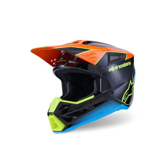 Casque cross Alpinestars 2026 S-M3 Fray - Noir Orange Jaune Fluo