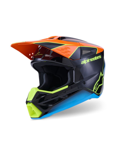 Casque cross Alpinestars 2026 S-M3 Fray - Noir Orange Jaune Fluo