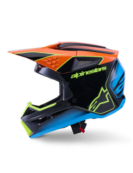 Casque cross Alpinestars 2026 S-M3 Fray - Noir Orange Jaune Fluo