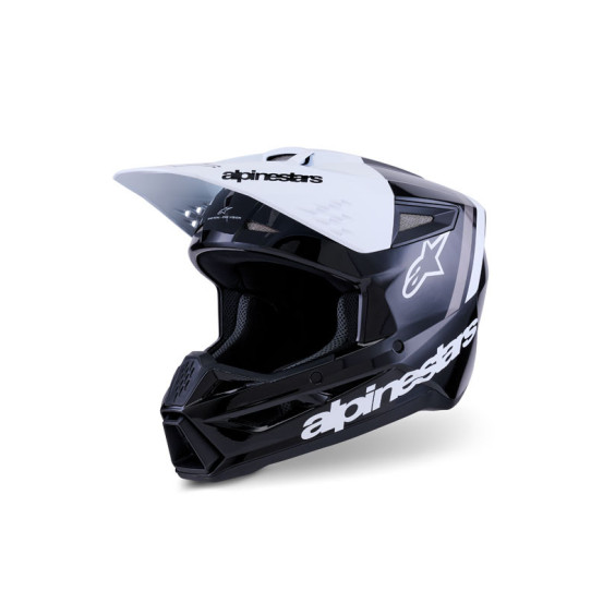 Casque cross Alpinestars 2026 S-M3 Radium - Noir Blanc Gris