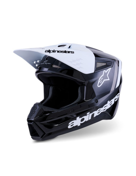 Casque cross Alpinestars 2026 S-M3 Radium - Noir Blanc Gris