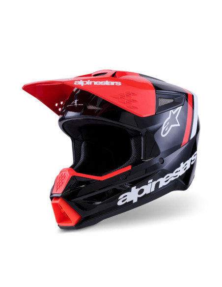 Casque cross Alpinestars 2026 S-M3 Radium - Noir Rouge Fluo Blanc