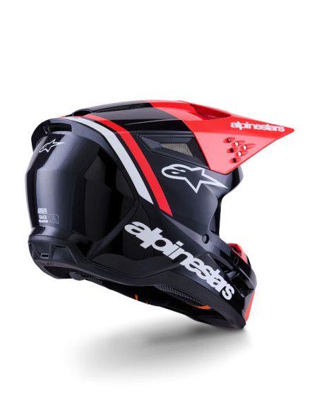 Casque cross Alpinestars 2026 S-M3 Radium - Noir Rouge Fluo Blanc
