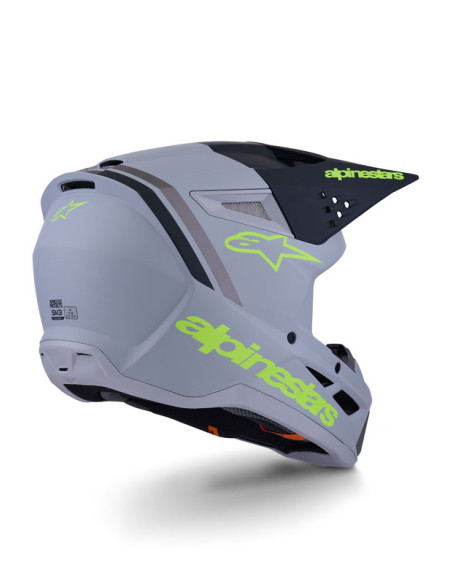 Casque cross Alpinestars 2026 S-M3 Radium - Gris Noir Jaune Fluo Mat