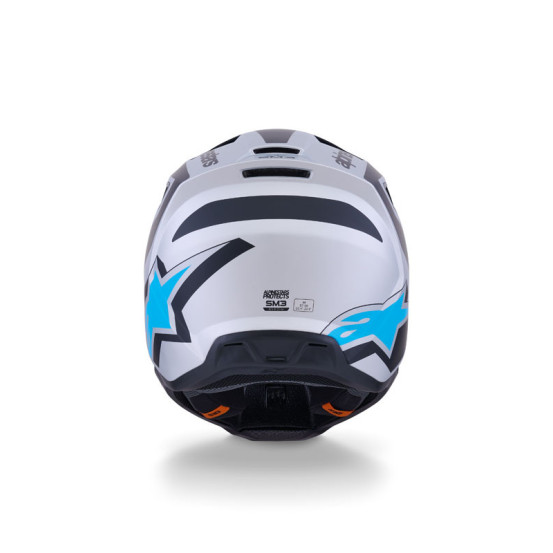 Casque cross Alpinestars 2026 S-M3 Heat - Argent Bleu Noir Mat