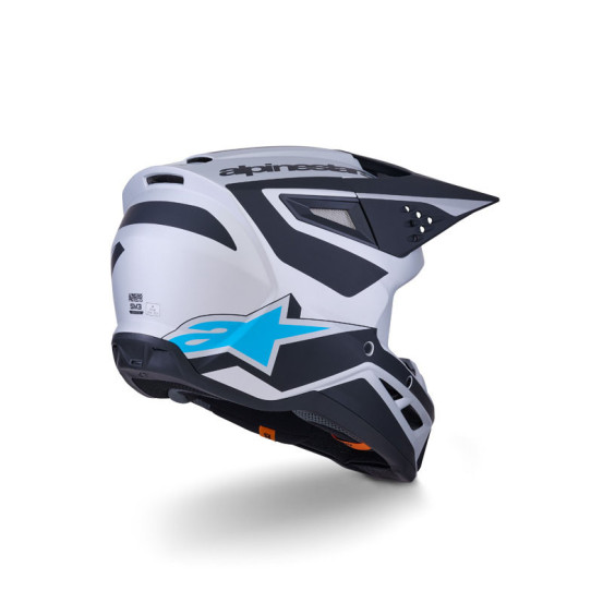 Casque cross Alpinestars 2026 S-M3 Heat - Argent Bleu Noir Mat