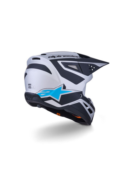 Casque cross Alpinestars 2026 S-M3 Heat - Argent Bleu Noir Mat