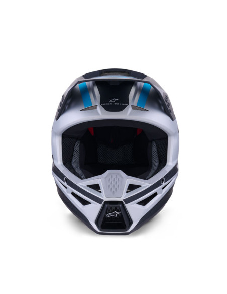 Casque cross Alpinestars 2026 S-M3 Heat - Argent Bleu Noir Mat